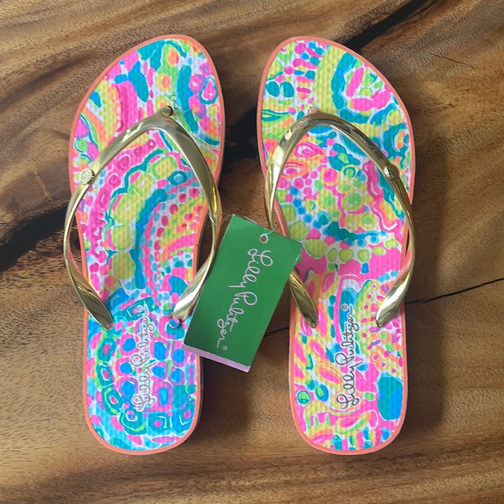Lilly Pulitzer Multicolor Sandals with Gold Straps